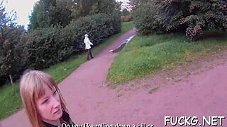A hardcore amateur video of a petite teen getting picked up and fucked
