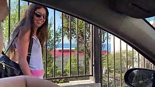 four guys found a teen 18+ girl on the beach and fed her dicks