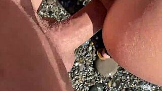four guys found a teen 18+ girl on the beach and fed her dicks