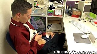 two naughty twinks rimming and doggystyle anal in the office for big cumshot