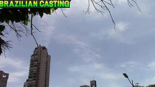 brazilian brunette accepts cash for pussy and ass eating on the street