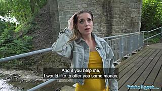 She gets fucked deep by a fat cock in public?