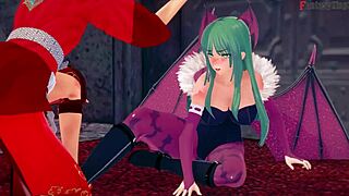 morrigan shifts from hate to wild fucking in halloween 3d cartoon