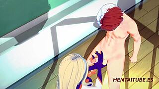 In This Boku No Hero Hentai, Takeyama Yuu Performs Handjob And Blowjob, Swallowing Cum