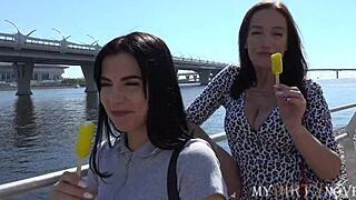 brunette lured into anal sex with classy milf and her husband