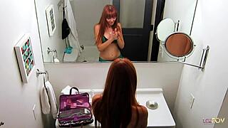 blonde bombshell lesbian coming to redheads apartment