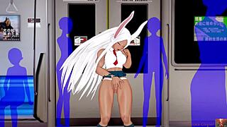 uhh, watchin’ this usagiyamarumi cosplayer doin’ hentai stuff on crowded train, ya know?