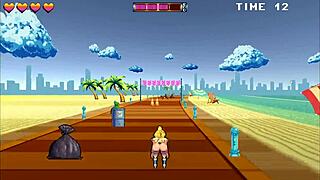 i’m obsessed with this roller babe in a hentai game, public creampie and 69 at the beach!