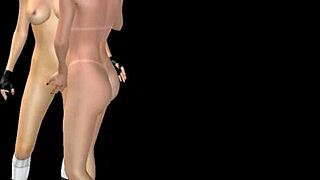 two cute girls in 3d animation kissing and rubbing pussies in various positions