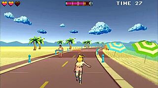 i’m obsessed with this roller babe in a hentai game, public creampie and 69 at the beach!