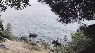 Yo, super risky forest fucking with cute sea views in stunning 4k, gotta see this! 🌿
