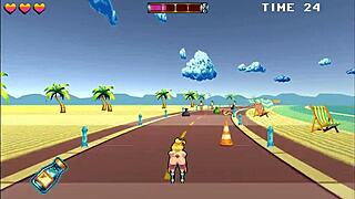i’m obsessed with this roller babe in a hentai game, public creampie and 69 at the beach!