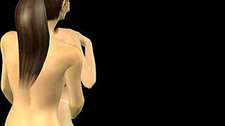 two cute girls in 3d animation kissing and rubbing pussies in various positions