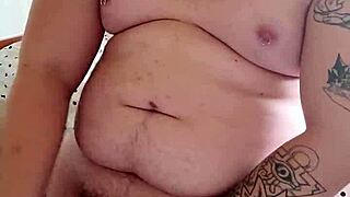 Fat dog relaxes with jerk-off session