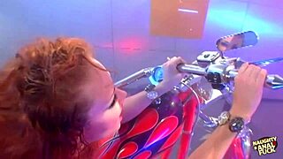 busty redheaded biker girl gets thick booty dicked down on precious bike