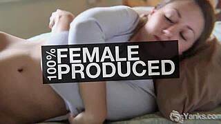 brunette babe catalina rene masturbates in fishnets and stockings