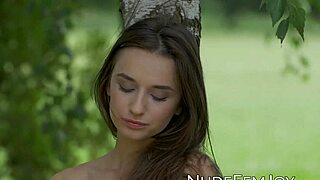 Adorable brunette gloria sol shows her natural tits outdoors.