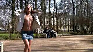 Perfect European Cuties Flash Tits and Pussies in Public Outdoor Show