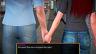 in my new family, a redhead with small tits rides a monster cock cowgirl style.