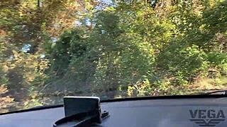 stepbrother fucks stepsister during their walk in the woods