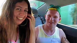 stepbrother fucks stepsister during their walk in the woods