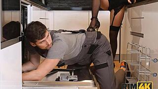 Rim4k Horny Gal Seduces Craftsman for Wild Rimming Sex!