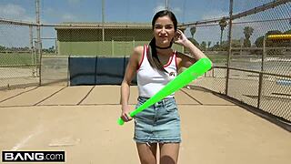 Damn, Emily Willis just can’t stop sucking cock right there at the baseball park!
