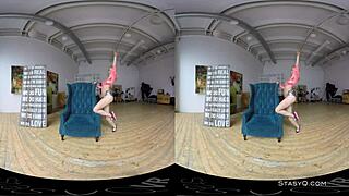 Watch This Lovely Blonde Amateur Strip Her Natural Tits In VR!