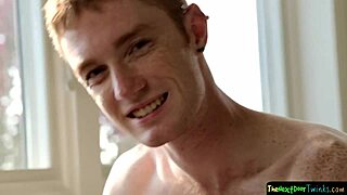 Solo twink wanks his massive cock in a steamy session. Watch him tug and moan hard