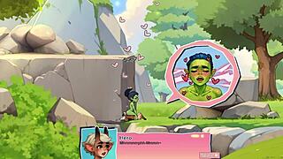 Female orc face-sits lucky boy in horny game!