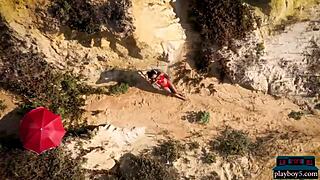 angel constance flaunts big tits outdoors