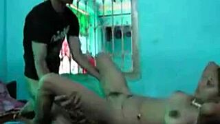 Damn, hot Indian bhabhi bangs devor at home!
