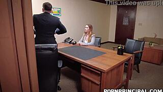 hey, pervy principal peter green drills kira fox mouth and pussy over office table