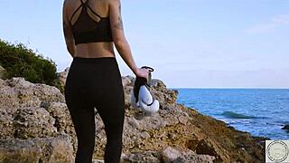 Boxer bound and spanked before rimming her dom by the Balearic Sea. A warrior-themed domination session begins with raw intensity