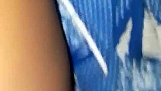 Her wet ebony pussy on bed caught my eye, couldn't wait to fuck.