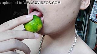 Chinese Babe Enjoys Licking During Intense Masturbation Session