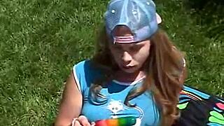 i'm so excitd for teen april to rub her clit outdoors