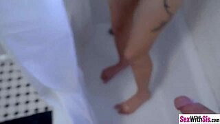 my petite stepsis izzy bell enjoys huge cock in shower