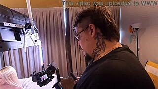 Behind the scenes look at porn filming with blonde and interracial elements