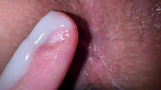 stepsister’s husband gets an extremely close up quickie, creamy tight sex ending with cumshot on pussy