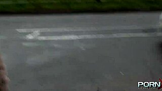 OMG, British blonde pissing in public with perky shaved body!