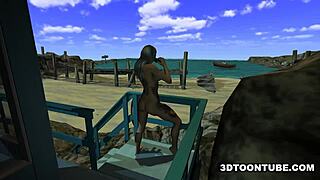 foxy 3d lesbian babe gets licked on a boat outdoors