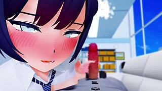 Hey, wanna watch this 3D cartoon hentai with Kisaki giving an epic handjob?