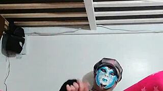 Ladyboy tries riding a dildo for the first time today