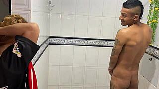 my cousin's gay boyfriend saw me in the bathroom and we fucked anal.