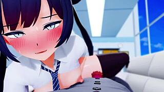 Hey, wanna watch this 3D cartoon hentai with Kisaki giving an epic handjob?