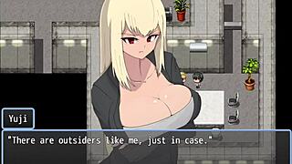 Blonde hentai girl gets cum on thighs at outdoor ranch