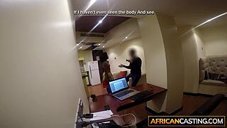 curly black babe stripped and pounded hard by fake agent