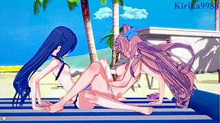 Tsubasa, Maria, and Chris in intense lesbian futanari action