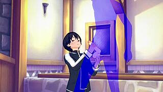 kirito gets a steamy handjob in uncensored sword art online yaoi anime action.